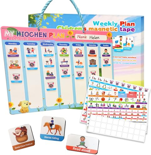 Visual Timetable for Kids, Magnetic Timetable, Daily + Weekly Schedule, Magnetic Daily Routine Chart with Activity Tiles, Today's Activities Daily Routine for Home School ADHD Aids