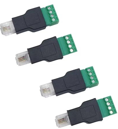 Hsupez 4 stycken RJ11 6P4C 4-stifts plugg skruvanslutning adapter, skruvanslutning modulära kontakter, för strukturerade kablar