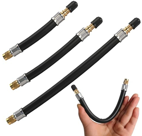 Kitnelw 3 Piezas Extensión de Válvula de Neumático de Goma Extensión Válvula Neumáticos Coche Manguera Inflado 100mm, 150mm, 210mm
