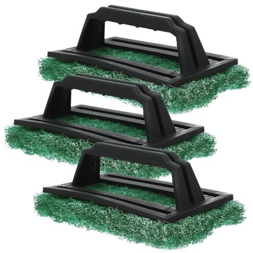 SEWOART Juego de 3 Cepillos Removedores de Tinta para Serigrafía Estropajos Resistentes de PP y Esponja Color Verde Mango Ergonómico para Limpieza Precisa Impresión Textil y Gráfica