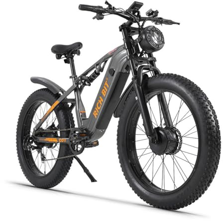 cysum C01 Vélo électrique Adulte Homme, VTT électrique à Double Moteur, Batterie 48 V 20 Ah, Autonomie De 80 Km, Suspension IntéGrale, Freins à Disque Hydrauliques, 26 * 4.0 Fat E Bike