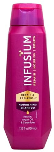 Infusium Repair and Replenish Nourishing Shampoo - Hydrating and Clarifying Shampoo for Build Up - Ceramides, Keratin, and Argan Oil - 400 ml