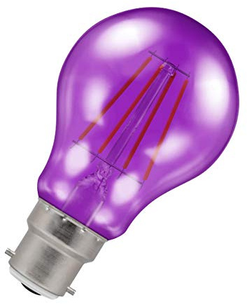 Crompton lampor LED GLS 4,5 W BC-B22d Harlequin IP65 lila genomskinlig A60 utomhus girlang färgad glödlampa