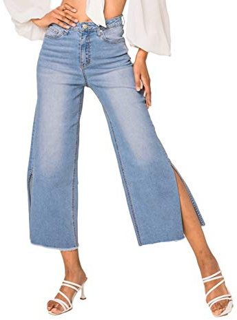 Nina Carter Pantalones vaqueros para mujer, corte acampanado, tres cuartos, 7/8, aspecto desgastado, XL