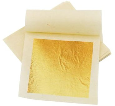 Essbares Echtes Blattgold, 24 Karat Goldfolienblätter, 15 Blatt Echtes Blattgold für Kunsthandwerk, Kuchen, Kunsthandwerk （5 cm）
