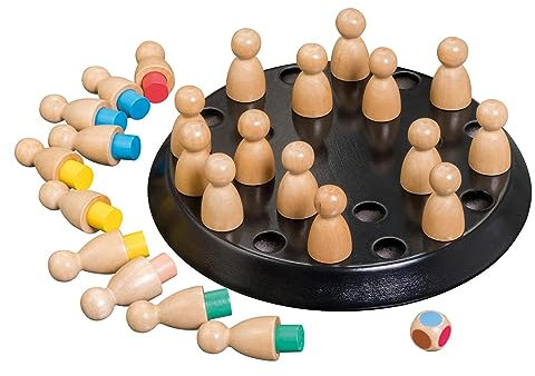 Philos 3171 - Memo Spiel (Black, schwarz), Memory Schach, Match Stick, Gedächtnisspiel aus Holz, mit 24 Spielkegel mit 4 Farben und 1 Würfel, aus MDF und Robinienholz