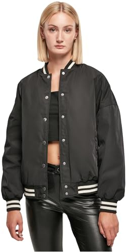 Urban Classics Chaqueta universitaria reciclada Extragrande para Mujer, Negro, M