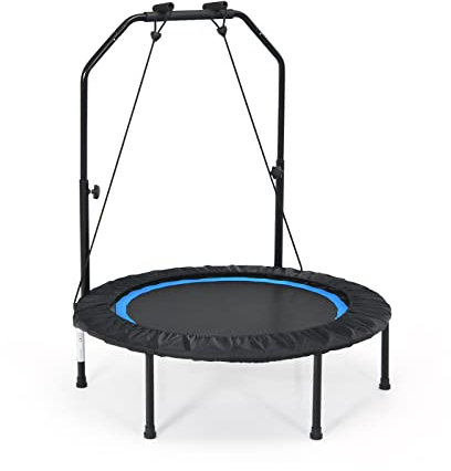 GOPLUS Fitness-Trampolin mit Verstellbarem Handlauf und Gepolsterter Sicherheitsabdeckung, Faltbares Fitness Rebounder für Übung, für Erwachsene&Kinder, Indoor&Outdoor, Max. Tragfähigkeit 150 kg