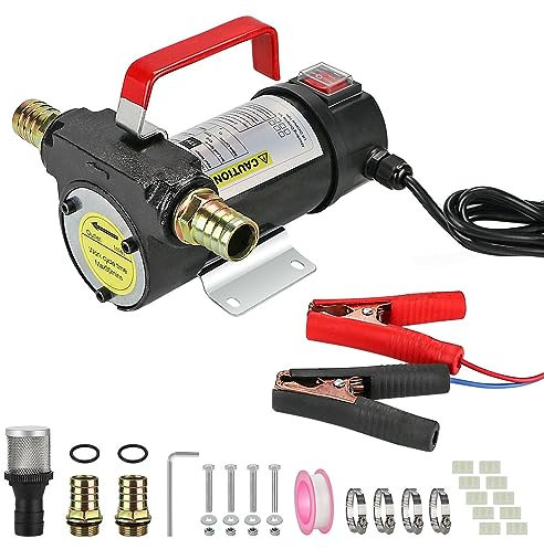 Oil Diesel Transfer Pump, DC 12V Electric Fuel Transfer Pump, Portable Oil Extractor Pump for Tractor Caravan Truck with Spare Fan Blades, Sealing Rubber Rings, Fixing Screws ect.