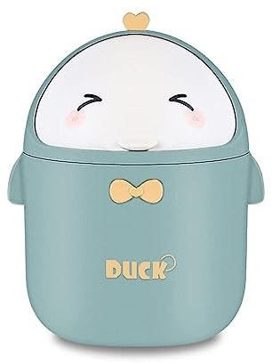 TOGHPUW TischmüLleimer Mit Deckel, MüLleimer BüRo Cute, Cartoon Table Trash Bin, Kleine Aufbewahrungsbox FüR Arbeitstische, BüRos, Kinderzimmer, Badezimmer(green)