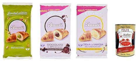 Bauli Croissant Kit de test pour gâteau aux pistaches, chocolat et crème 1 x 250 g 2 x 300 g + Polpa italien Gourmet 400 gta