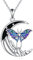 YAFEINI Luna Motten Halskette für Damen 925 Sterling Silber Gothic Halskette mit Halbmond Motten Anhänger Luna Motten Schmuck Geschenke für Mädchen (Motten Kette)