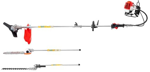 2-Takt Benzin Motorsense, 4in1 Rückentragbare Rasentrimmer Set, Kantenschneider 8500rpm 9-Zahn-Welle Zum Trimmen von Hecken, Beschneiden von Ästen, Schneiden von Holz usw (4in1 52cc Motor)