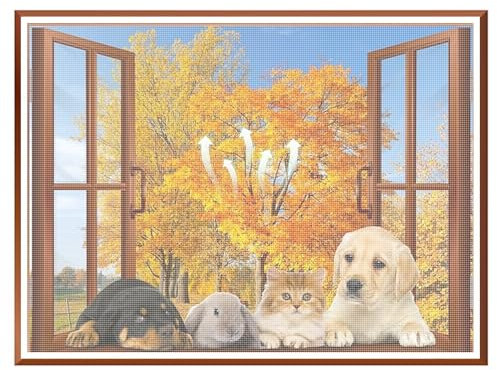 Fliegengitter Fenster 50x100cm Insektenschutz Fenster mit Starker Selbstklebender Klettband, Einfache Montage ohne Bohren,Weiß