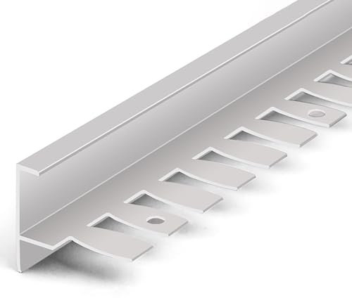 Raouoae Profilo per Bordo Scala 135CM*2 Pezzi Profilo per Bordo Gradino Profilo Terminale A Forma di F in Lega di Alluminio per Rivestimento Scale E Ristrutturazione Scale(Silver,S)