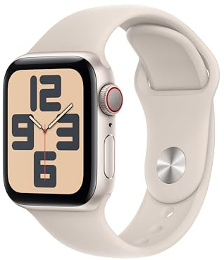 Apple Watch SE (2nd Gen) [GPS + Cellular 40mm] Smartwatch with Starlight Aluminum Case with Starlight Sport Band S/M (Renewed)