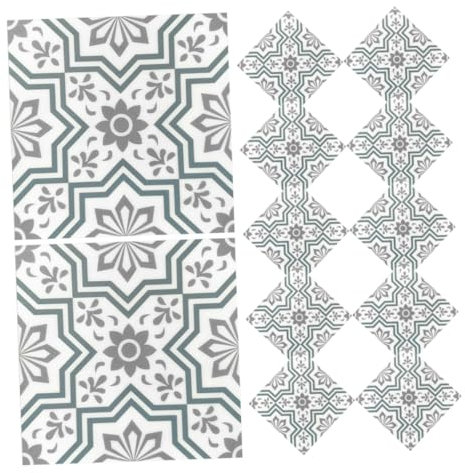 Ciieeo 12pcs Easy Peel and Stick Tile Stickers Grey Tile Decals DIY Kitchen Wall Sticker