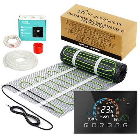 Tapis de Chauffage Sol Électrique 3m² 150 W/m² - Kit Complet avec Thermostat Wi-Fi, Tapis Chauffant, Natte Chauffante pour Carrelage, Grès Cérame et Sols en Pierre