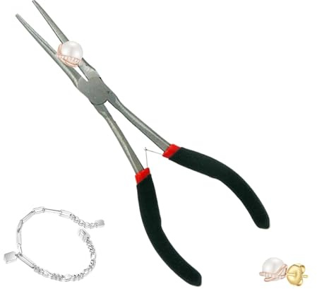 Spetstång, trådböjstång, rak vinkeltång, smyckestillverkningstång för precisionspärlor, gör-det-själv, hobby, arbete, (15,5 cm)