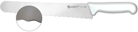 Ambrogio Sanelli, Linea Supra, Coltello Panettiere per Pasticceria e Panificazione con Lama a Onda da 26 cm in Acciaio Inox, Impugnatura in SEBS Pratica ed Ergonomica, Certificato NSF, Made in Italy