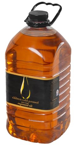 Chiltern Cold Pressed Rapeseed Oil 5L PET Bottle | Light Nutty Taste | Rich in Omega 3 & Vitamin E | Ideal for Roasting Frying Dressings | Bulk Size Olive Oil Alternative