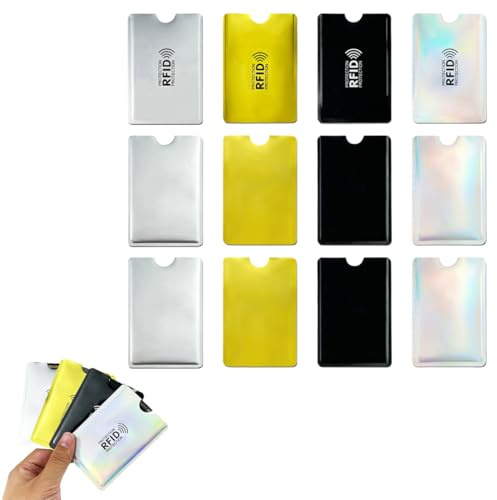 RTRTGS 12 pièces Housses RFID anti-blocage, Protection d'identité RFID, Etui Anti Piratage, Protège Carte Bancaire pour Cartes de crédit et d'identité, pour Homme et Femme (9 x 6 cm)