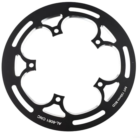 Qualoramall Cubierta protectora de plato de bicicleta para BCD 130 mm 50T 51T 52T 53T 54T plato único aleación de aluminio 235 mm de diámetro anillo de cadena de ciclismo escudo de protección (negro)
