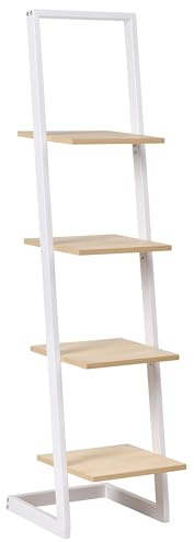 Beliani Libreria moderna a scala a 4 ripiani, scaffale indipendente bianco