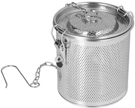 ERYUE Colador de Condimentos con Filtro de Especias Hecho Acero Inoxidable, Cadena Colgante Más Larga para Colar Fácilmente los Restos, Ideal para Entusiastas del té y la Cocina (1.3L)