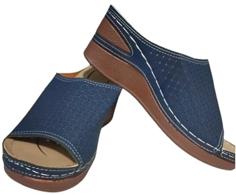 XHZPF Pantofole da esterno, scarpe, sandali estivi a cuneo per donna taglia grande(blu,37)
