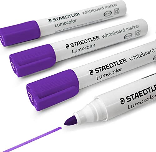 Staedtler Lumocolor 351 pennarelli per lavagna bianca – cancellabili a secco – Punta tonda – Confezione da 4, viola.
