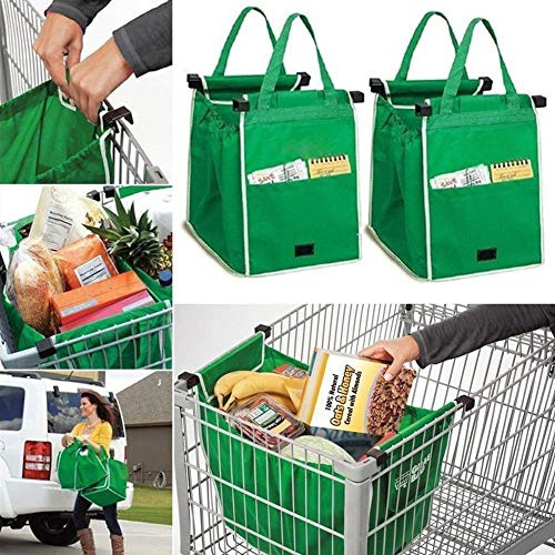 BrilliantJo - Borsa per la spesa portatile, confezione da 2 pezzi, colore: Verde