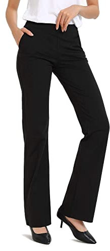 SAFORT Business Stretch Bootcut Yoga Hose für Damen Tall/Lang mit 71cm/76cm/81cm/86cm Schrittlänge, 2 Taschen - Schwarz - XL