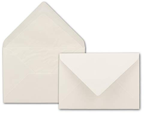 Briefumschläge DIN B6-125 x 176 mm - Altweiß mit weißem Seidenfutter - 75 Stück - EXTRA QUALITÄT - 100 g/m² - - Für ganz besondere Anlässe - Nassklebung - Marke: GUSTAV NEUSER