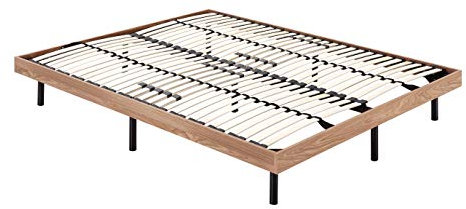 Holzbett Metallrahmen mit Holzumrandung Größen (Eiche Hell, 160x200)