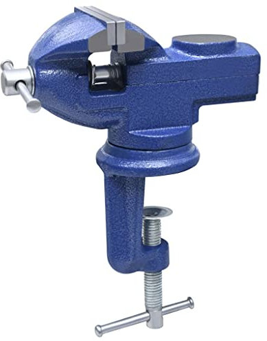 vidaXL Werkbank Schraubstock Drehbar 360° Tischschraubstock Mini Bankschraubstock Feinmechanikerwerkzeug Gusseisen 60mm Blau 175x155x85mm