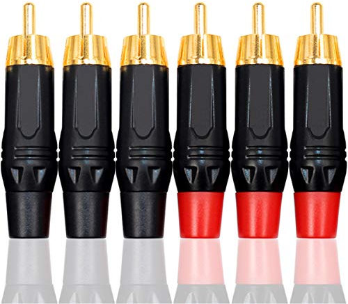 Greluma 6 Stück RCA Stecker, Vergoldete Audio-Phono-Lötstecker, Cinch-Buchsen Kabelanschluss