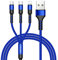 RAVIAD Multi USB Kabel, Universal Ladekabel [1.2M] Nylon Schnell 3 in 1 Mehrfach mit Micro USB Typ C Lightning, für iPhone, Android Galaxy, Huawei, Oneplus, LG, HTC- Blau