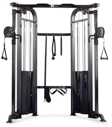 Titan Fitness Functional Trainer, Cable Crossover Machine with 200 LB Double Weight Stack, 2:1 Cable Pull Station, Home Gym Workout Weight Training Machine with Attachments