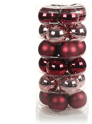 com-four® 24 x Weihnachtskugeln, Christbaumkugeln aus Echtglas für Weihnachten, Weihnachtsbaumschmuck Ø 6 cm