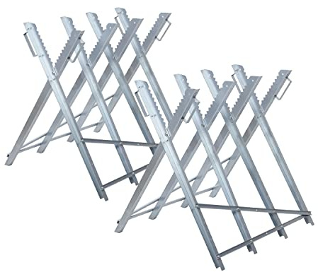 Izrielar Sågbock 2 x sågställ hopfällbar, träsågarbete för motorsågar, 150 kg, lastkapacitet metall, galvaniserad träsågbock 81 x 80 x 80 cm, motorsågbock