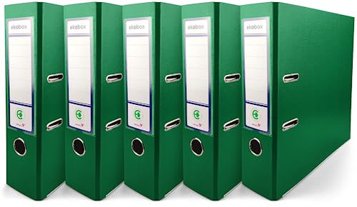Netuno 5x Akten-Ordner grün DIN A4 2-Ring-Mechanik Ringorder a4 8cm Kunststoff Ordner a4 breit Büroordner Plastikordner Briefordner din a4 Ringmappe breiter Aktenordner 5er pack