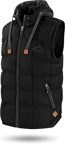normani OUTDOOR SPORTS Wattierte Steppweste Bodywarmer - 100% Winddichte Outdoor Weste mit Lederpatch, Kapuze und Stehkragen