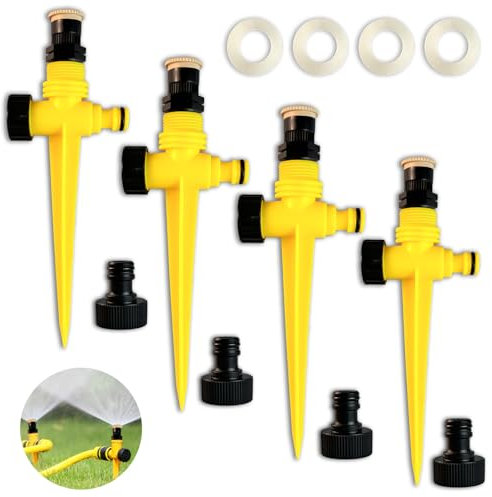 LEWBDF 4 Stück Rasensprenger，360° Drehbarer Bewässerungssystem，Rasensprinkler Spike，Wassersprenger Einstellbar Bewässerungssystem, für Rasen Pflanzen Gemüse Blumen Pastorale (A)