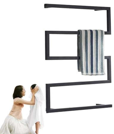 DaoWhisper Scaldasalviette Elettrico Bagno Nero Opaco, Portasciugamani Riscaldato Elettrico Radiatore Asciuga Asciugamani da Parete a Temperatura Costante, Risparmio Energetico, 600x800mm