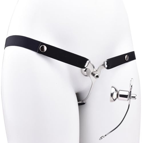 Sissy Men Flat Cage with Elastic Waist Belt, Male Flat Devices for Cross-Dressing Role Play, Metal Negative Inverted Cage - HA02 (Black)