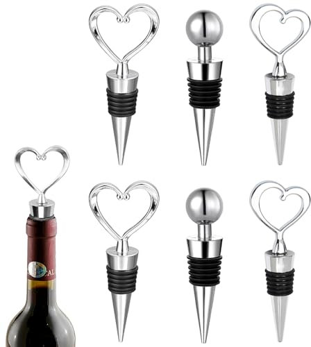 6 Pezzi Tappi per Bottiglie di Vino,Tappo Vino in Plastica Riutilizzabili, Sigillanti Salvabottiglie per Vino Rosso, Champagne,Vino Frizzante (Argento)