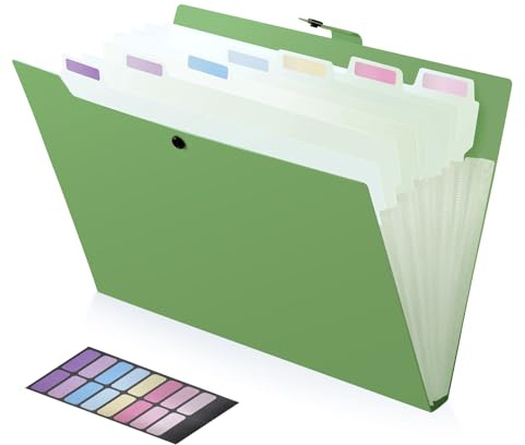 FRETONBA A4-sorterare med 8 fack, etikettdesignpärm, vikbar knapp för att skydda dokument, dokumenthållare, förvaring av administrativt papper, blå