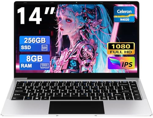 bvate Ordinateur PC Portable 14 Pouces 8+256Go Win11 Celeron N4020 Support 1 to SSD Expansion 2.4G+5G WiFi Bluetooth 4.2 USB HDMI 1920 x 1080 FHD Membrane de Clavier AZERTY - Argent-005