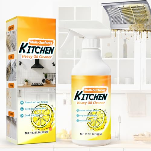Sgrassatore Cucina Potente Spray, Sgrassatore Universale per Grasso Ostinato, Pulitore Superfici Multiuso per Fornelli, Forni, Cappe, Piani di Lavoro, Lavelli e Acciaio Inossidabile (300 ml)